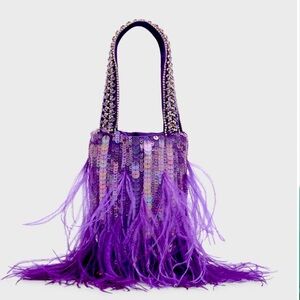 Purple Ostrich Feather Bag
